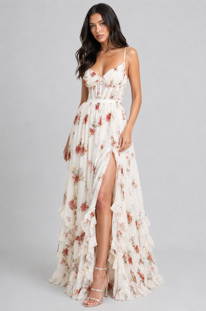 VALESKA | Vestido Maxi Chic con Estilo Floral Vintage