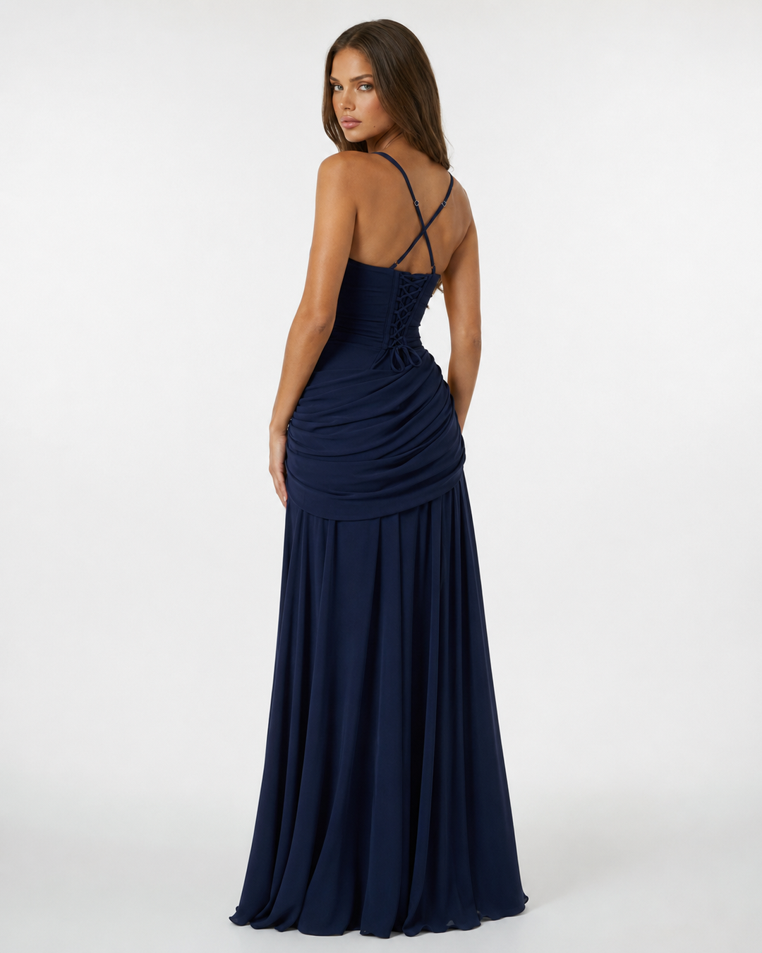 ENIE | Vestido Maxi con Escote Angular Refinado