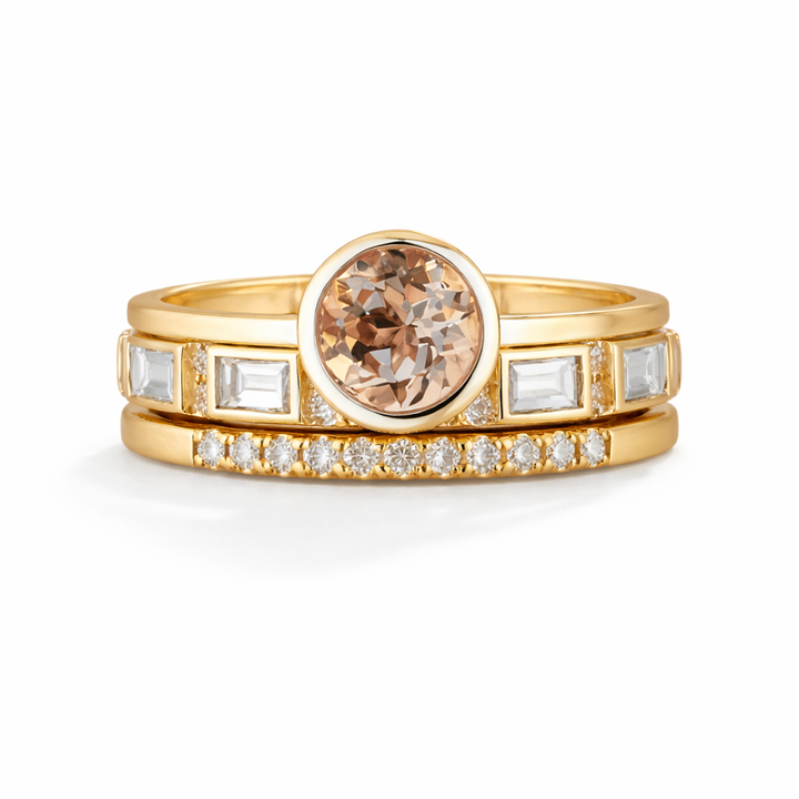 Anillo de cristal dorado