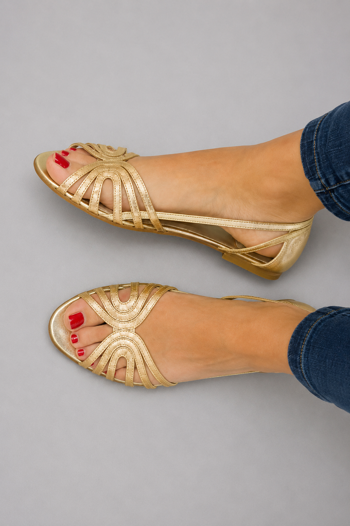 Eleonora | Sandalias Doradas Luz de Verano