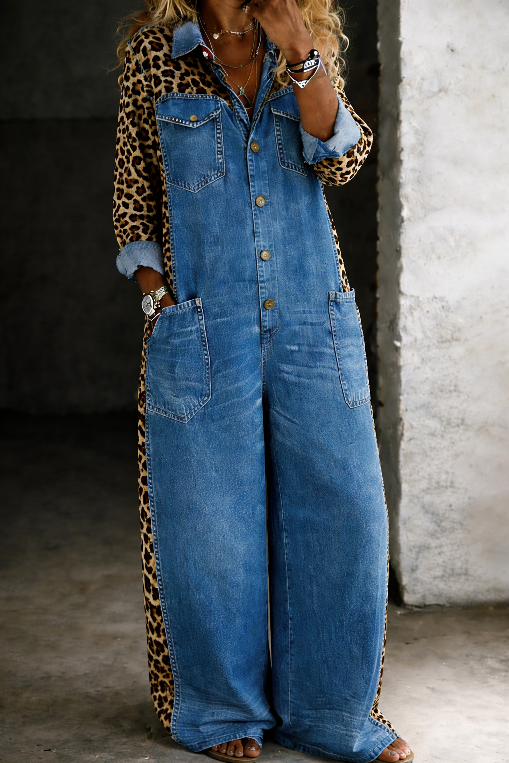 "Combinaison en denim à manches longues Amanda"