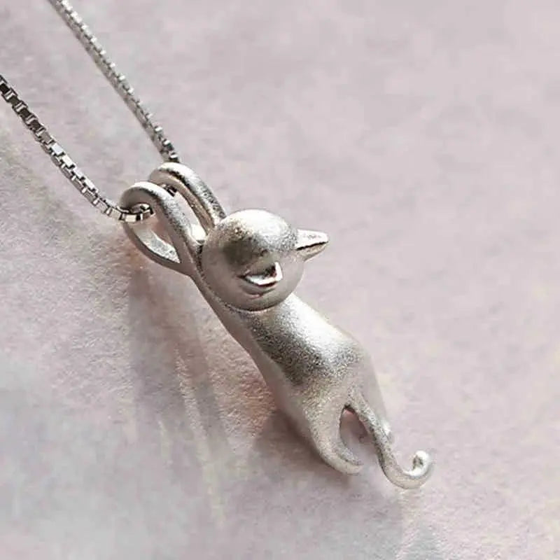 Collar Divertido con un Gatito de Plata 925