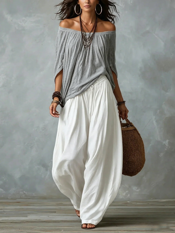Conjunto Top Off-Shoulder & Pantalón Lantern