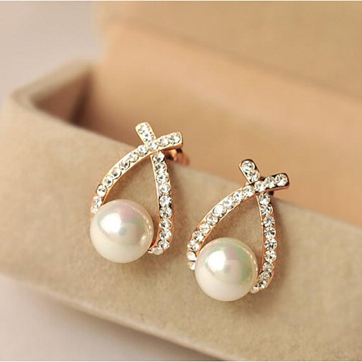 Pendientes con perlas y brillantina