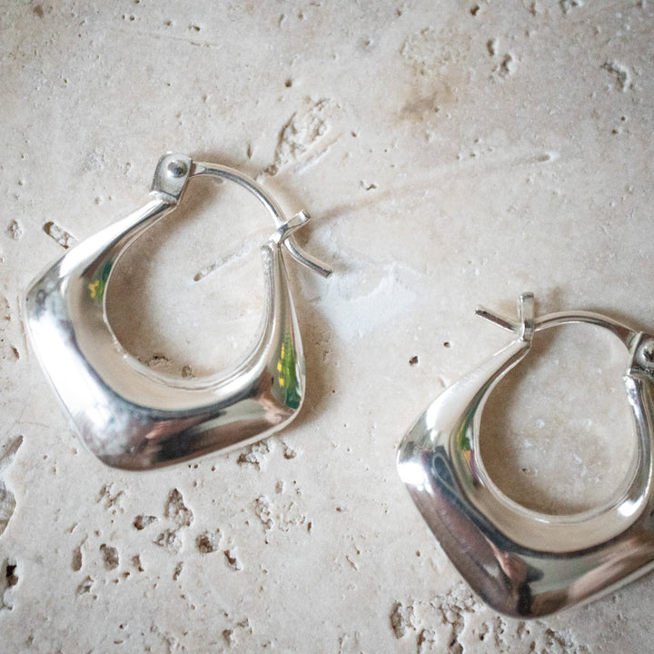 Pendientes cuadrados chunky de plata esterlina 925
