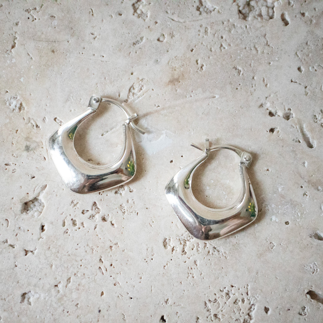 Pendientes cuadrados chunky de plata esterlina 925