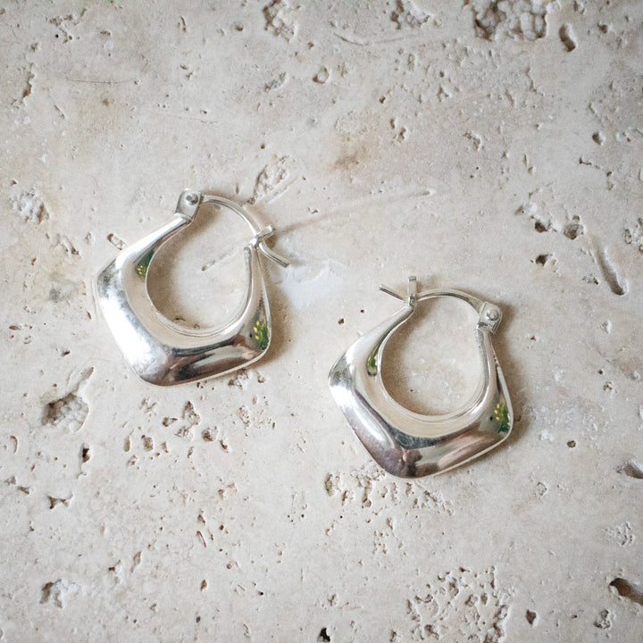 Pendientes cuadrados chunky de plata esterlina 925