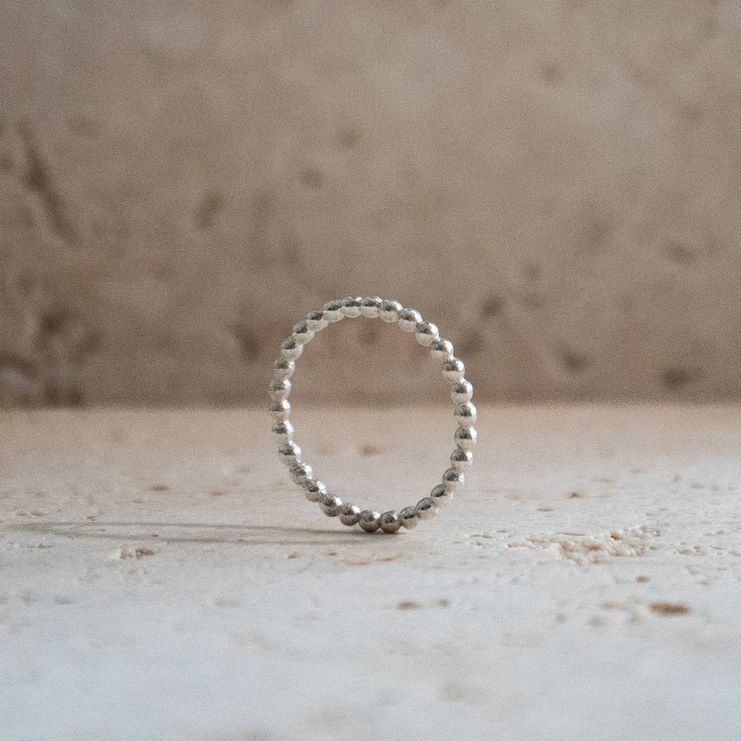 Anillo de bolas en plata esterlina 925 - Anillo apilable de bolas hechas a mano