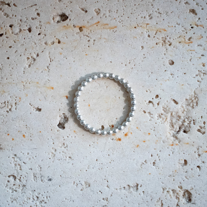 Anillo de bolas en plata esterlina 925 - Anillo apilable de bolas hechas a mano