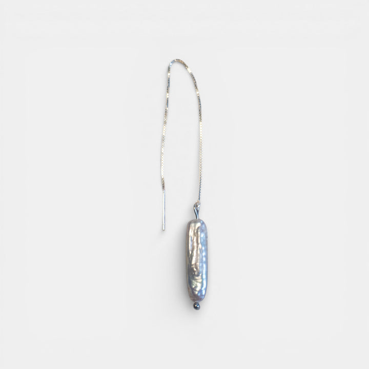 Pendientes Threader con Perla de Agua Dulce – Plata 925