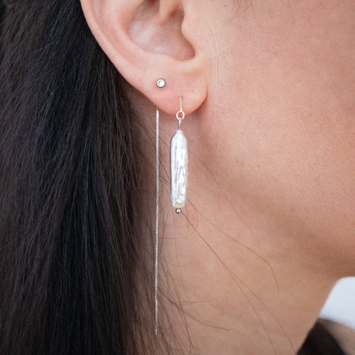 Pendientes Threader con Perla de Agua Dulce – Plata 925