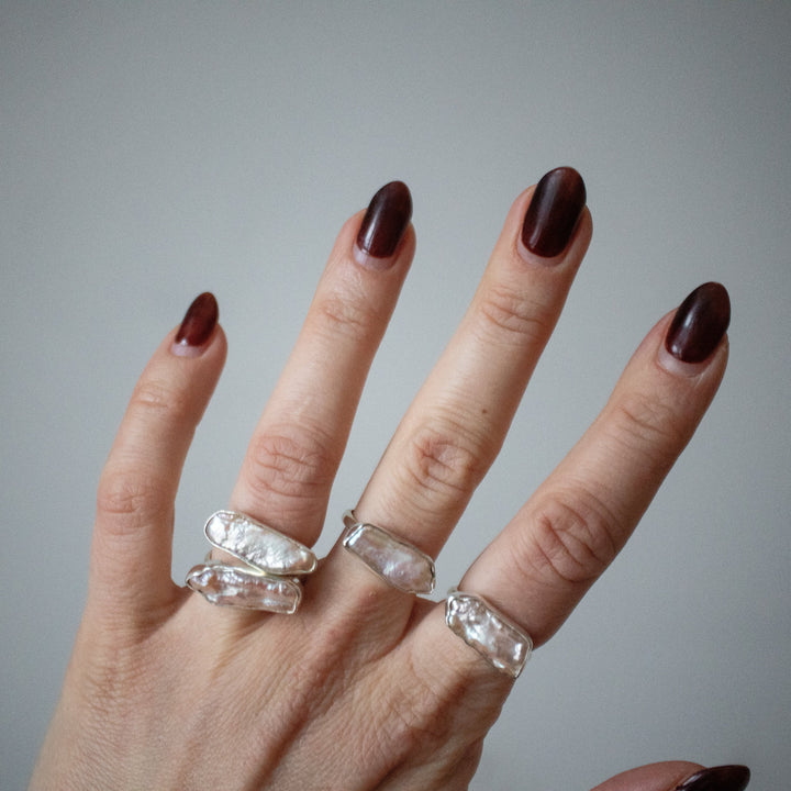 Anillo de plata esterlina 925 con perla de agua dulce rosa