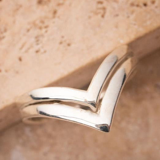 Anillo Chevron doble de Plata 925 Esterlina hecho a mano