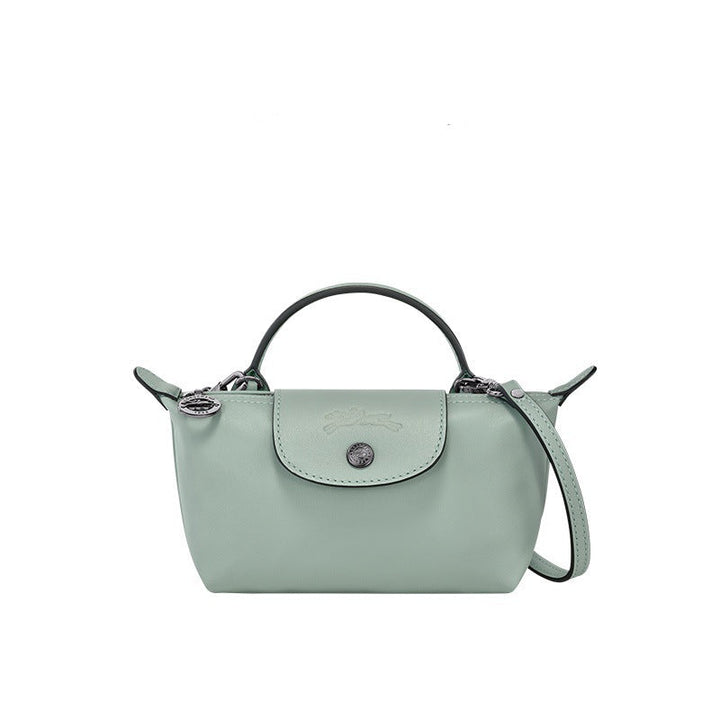 Mini Bolso de Mano de Cuero – Azul Claro