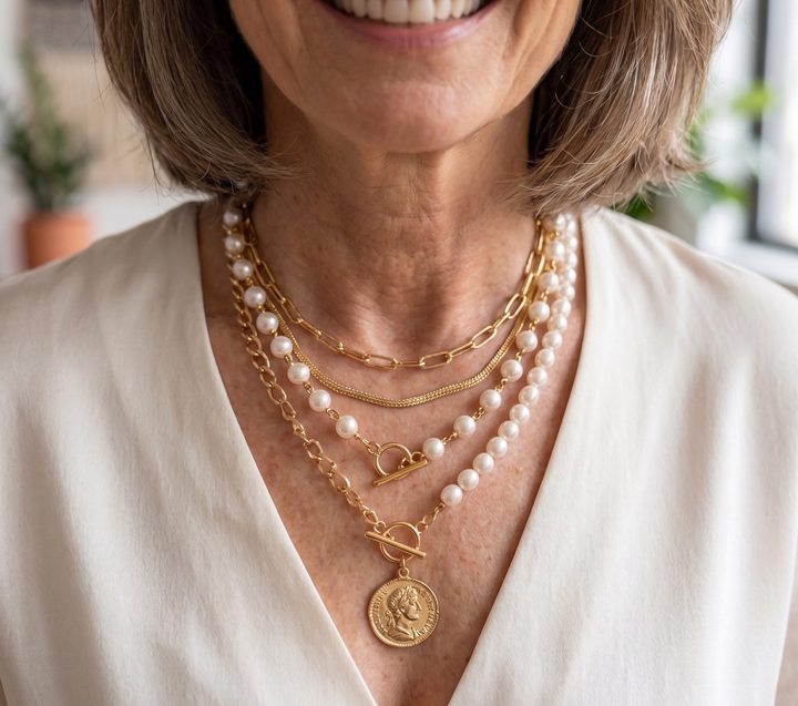 Conjunto de Collares de Perlas Superpuestas Paloma
