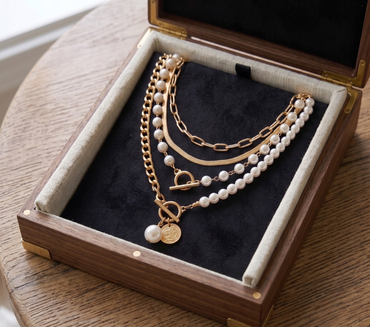 Conjunto de Collares de Perlas Superpuestas Paloma