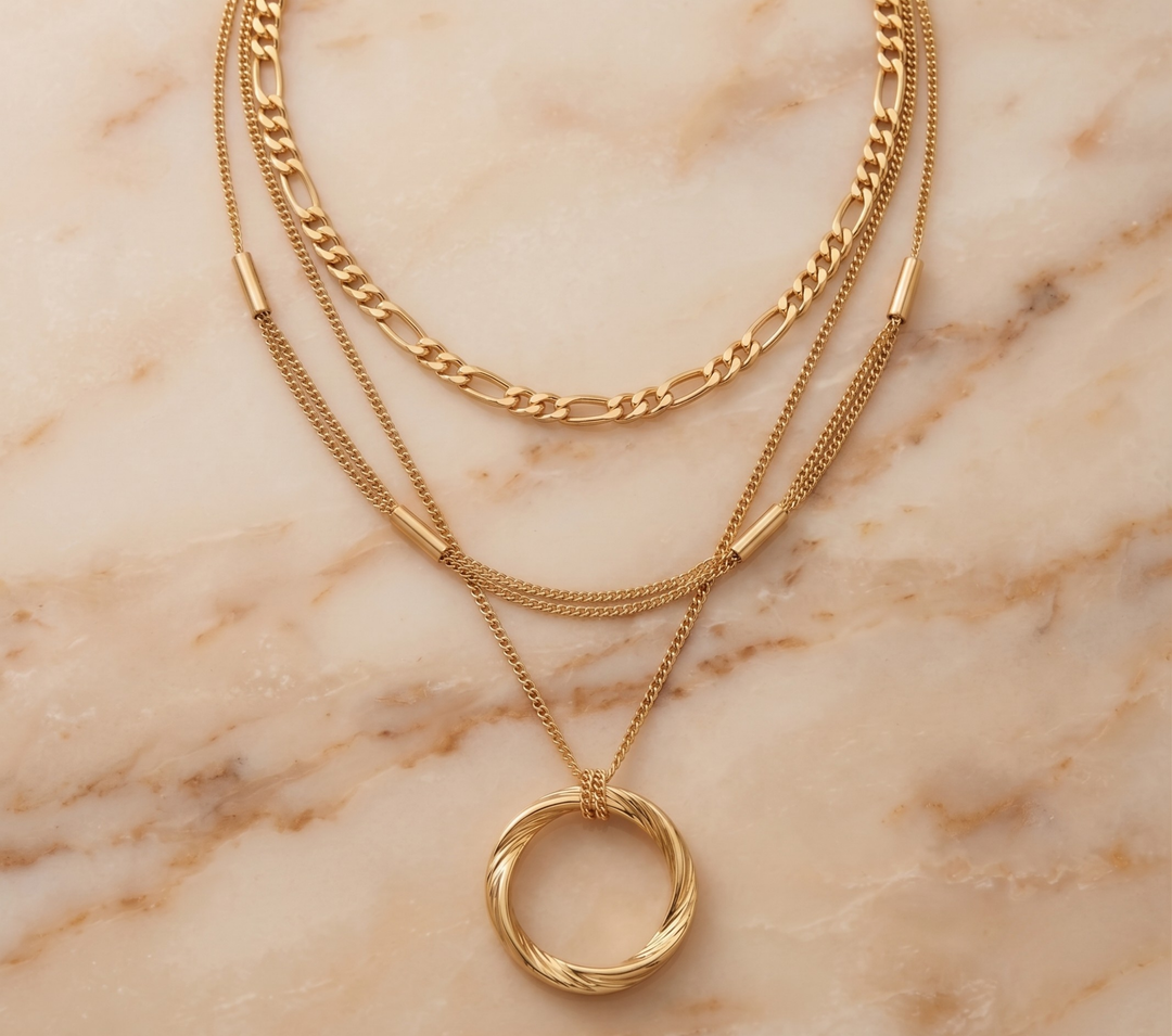 Collar Marina Colgante Circular Superpuesto