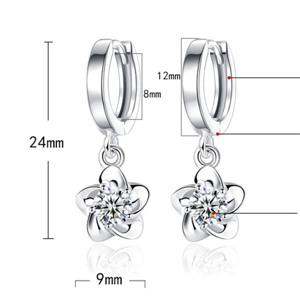 Pendientes de Plata Esterlina con Zircones Violeta y Blancos