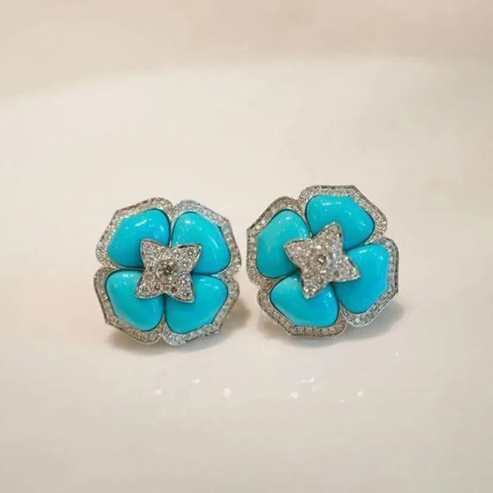 Pendientes de plata azul refinados