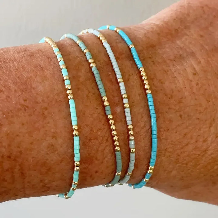 Conjunto de Pulseras de Kralen Turquesa Chic Bohemio