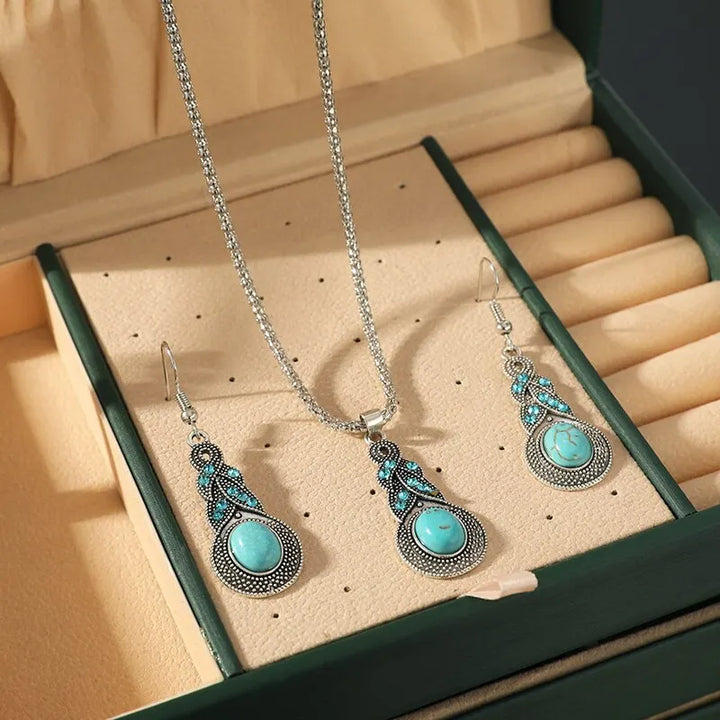 Conjunto de Joyas de Piedra Turquesa Vintage
