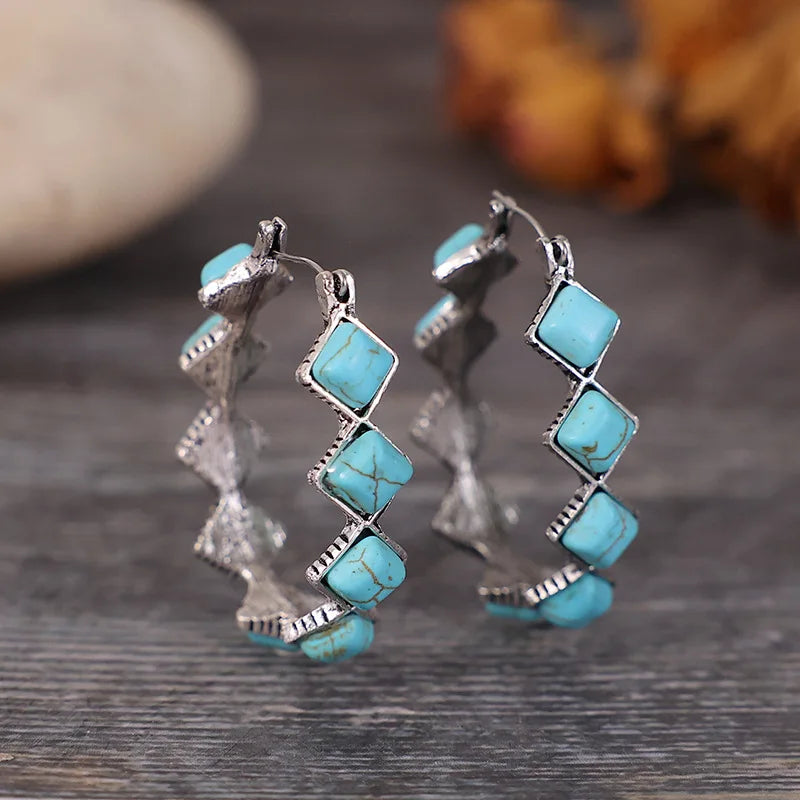 Pendientes vintage de turquesa en forma de U