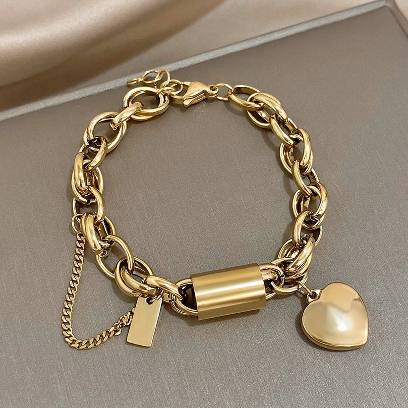 Pulsera Charme Corazón Dorado