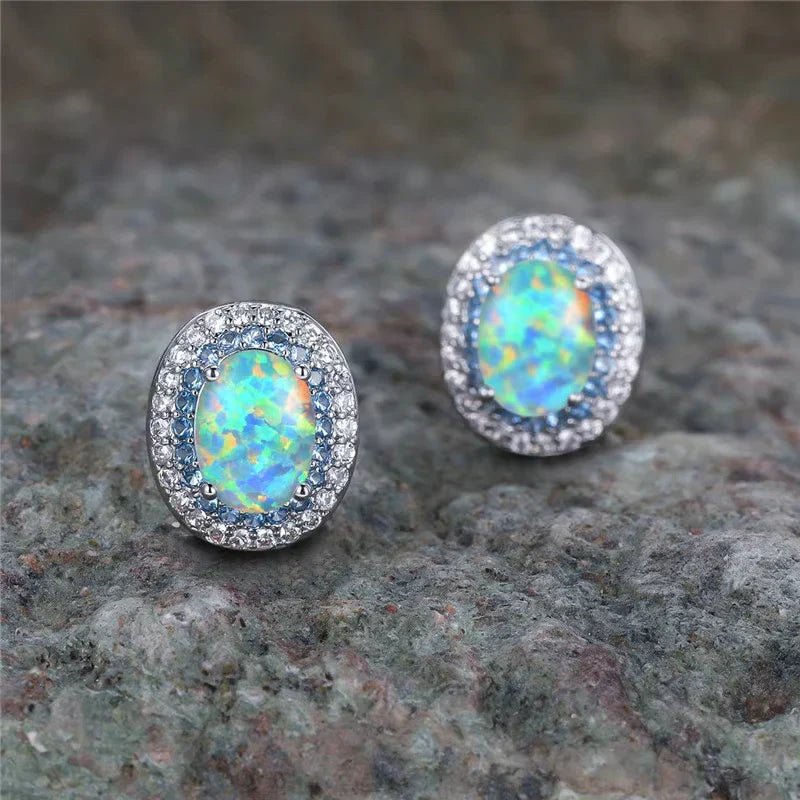 Pendientes Redondos Antiguos de Piedra Turquesa