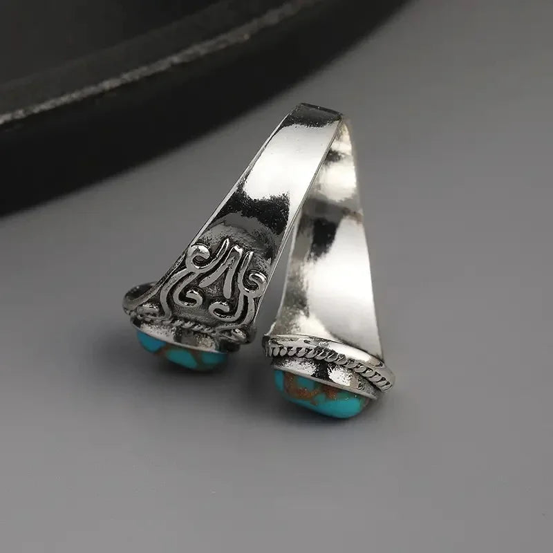 Anillo Cruzado Vintage Elegante en Turquesa