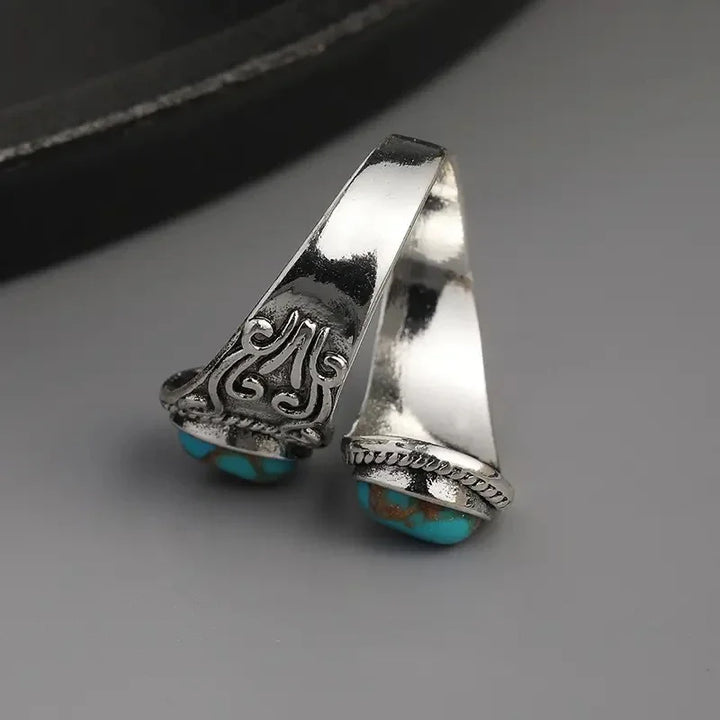 Anillo Cruzado Vintage Elegante en Turquesa