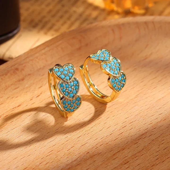 Pendientes de Aro con Flor Azul Turquesa Chic