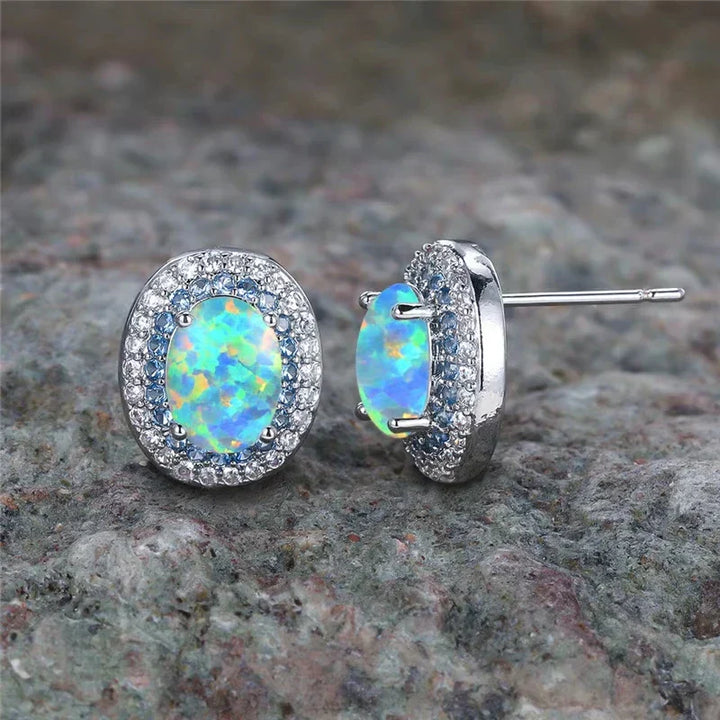 Pendientes Redondos Antiguos de Piedra Turquesa