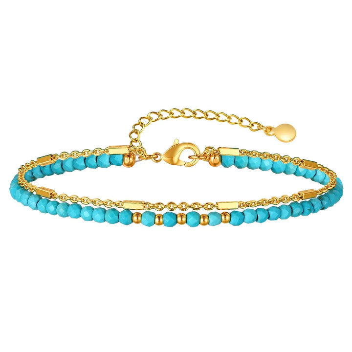 Pulsera doble en oro atemporal con turquesa