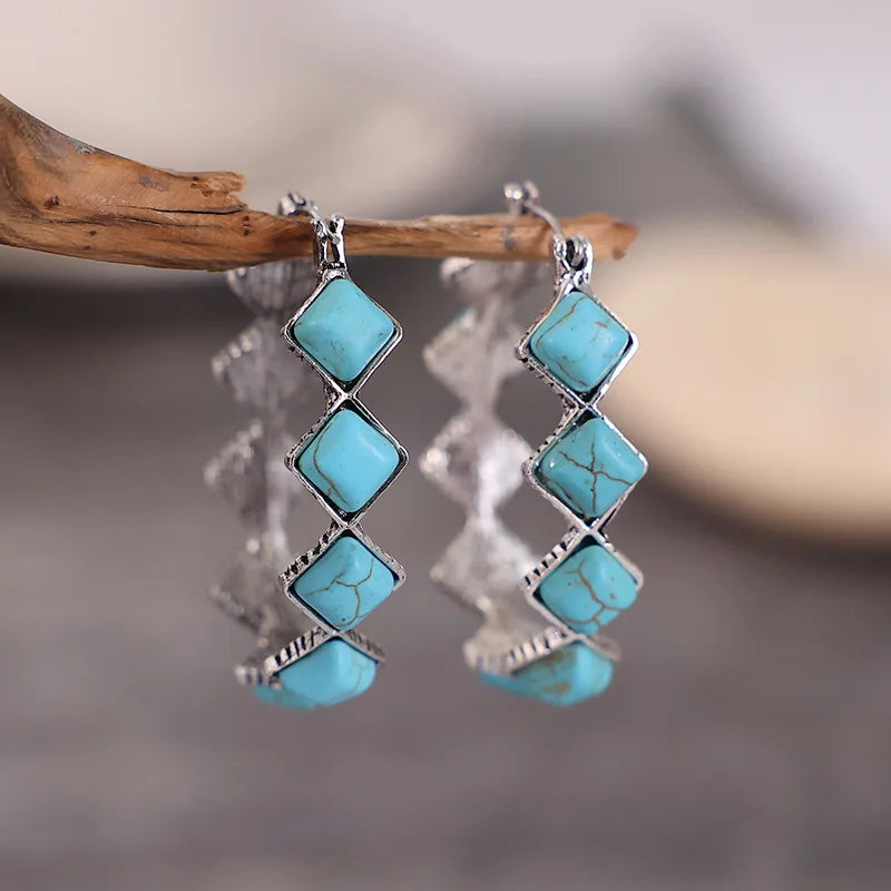 Pendientes vintage de turquesa en forma de U