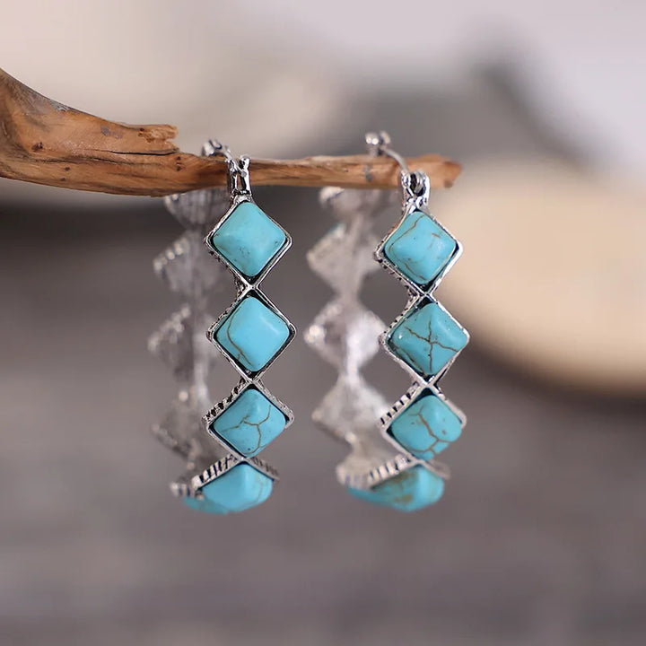 Pendientes vintage de turquesa en forma de U