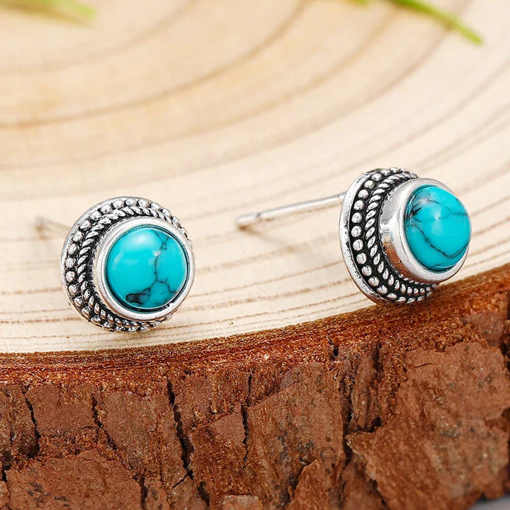 Pendientes de botón imitación turquesa vintage