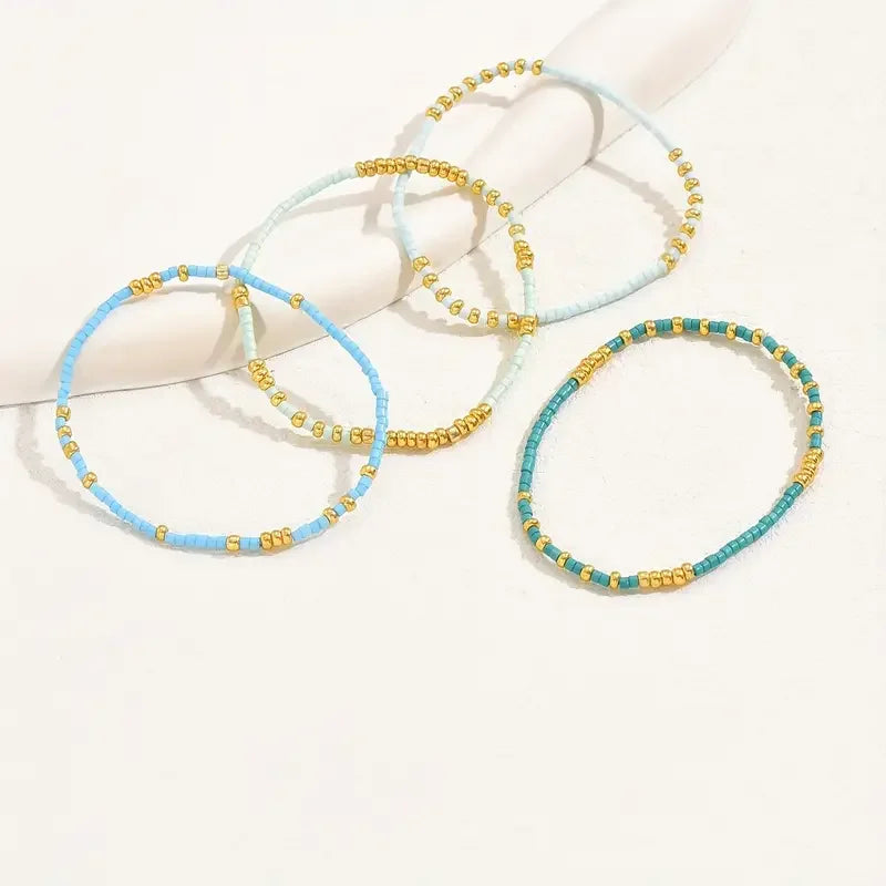 Conjunto de Pulseras de Kralen Turquesa Chic Bohemio