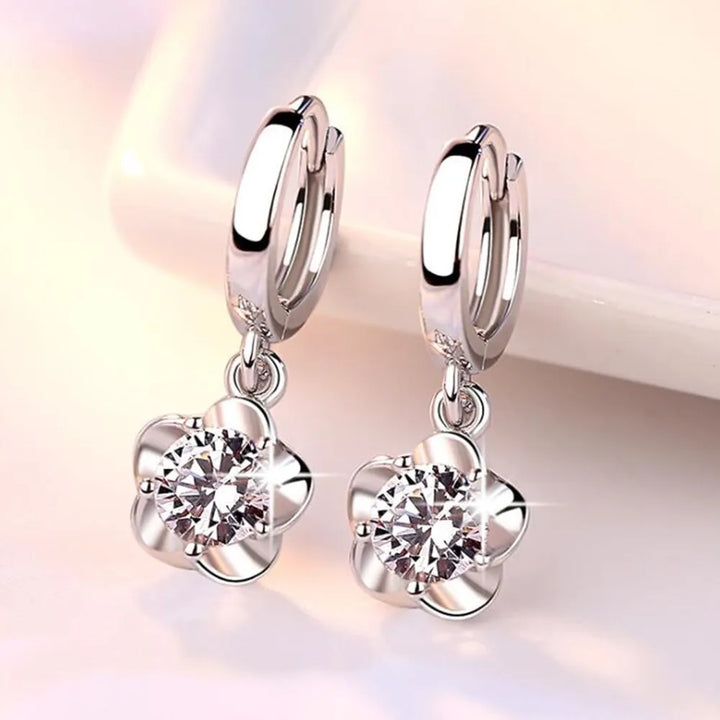 Pendientes de Plata Esterlina con Zircones Violeta y Blancos