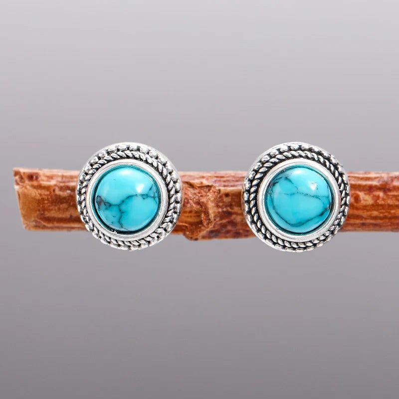 Pendientes de botón imitación turquesa vintage