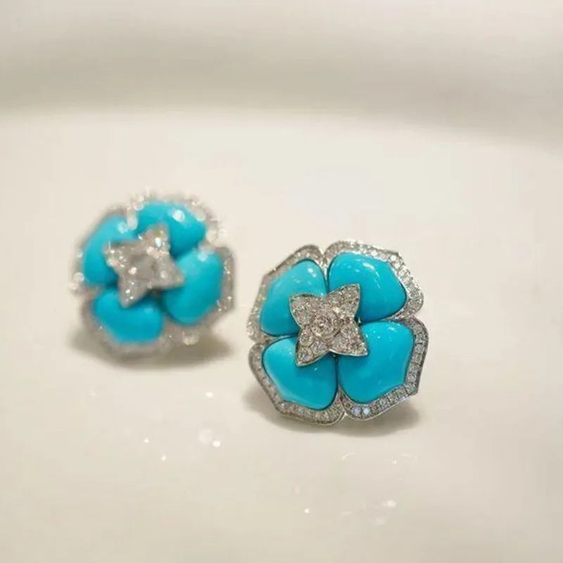 Pendientes de plata azul refinados