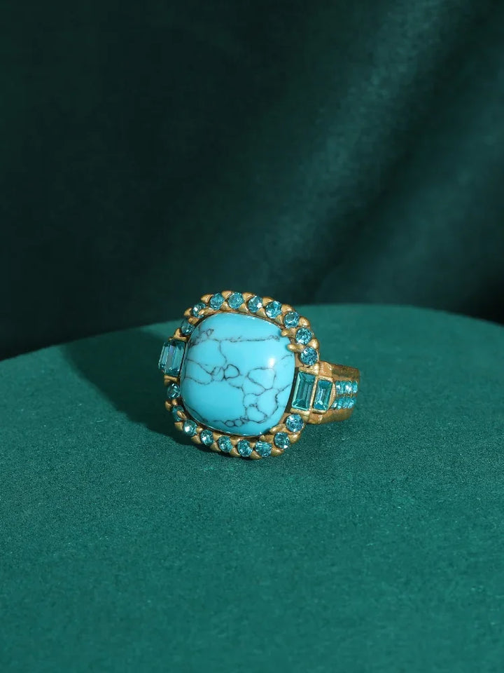Anillo Vintage Art Déco en Turquesa y Oro