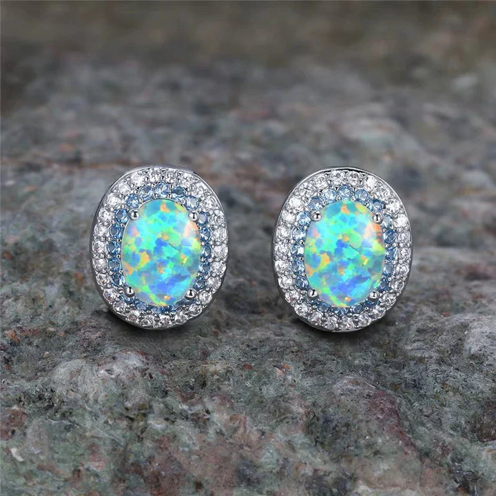 Pendientes Redondos Antiguos de Piedra Turquesa