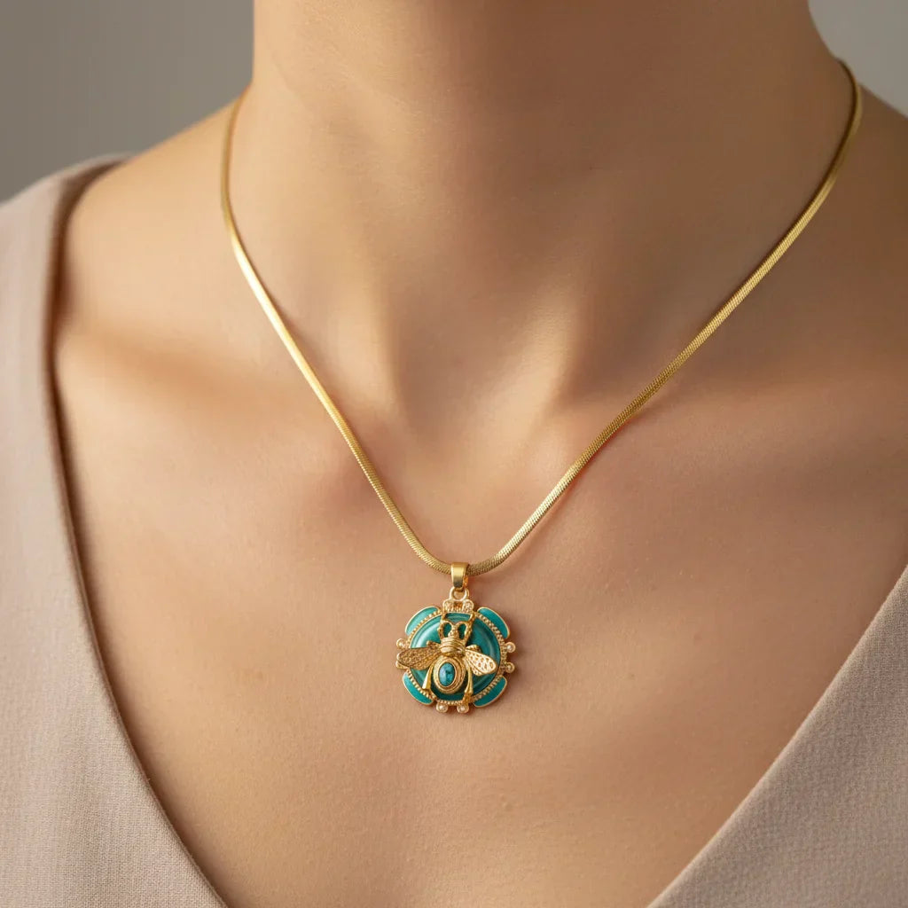 Péndulo de Oro Chic con Turquesa
