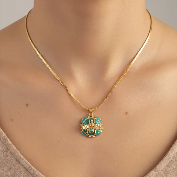 Péndulo de Oro Chic con Turquesa