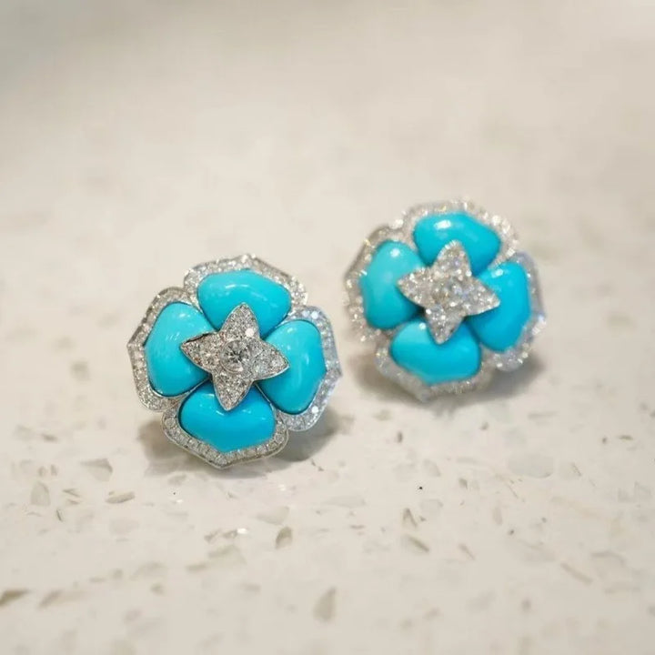 Pendientes de plata azul refinados