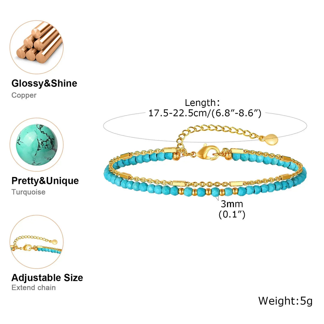 Pulsera doble en oro atemporal con turquesa