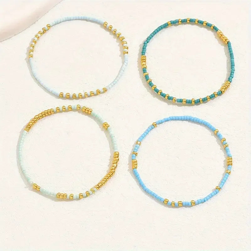 Conjunto de Pulseras de Kralen Turquesa Chic Bohemio