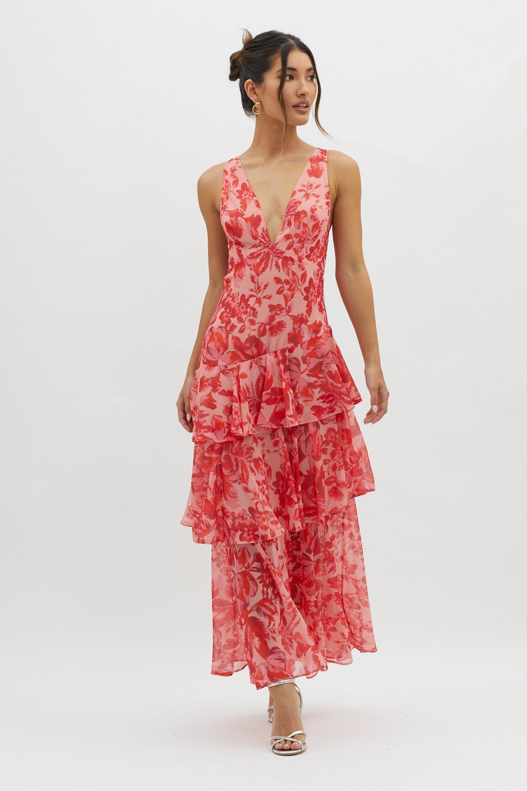 LISA | Vestido Maxi con Volantes Florales