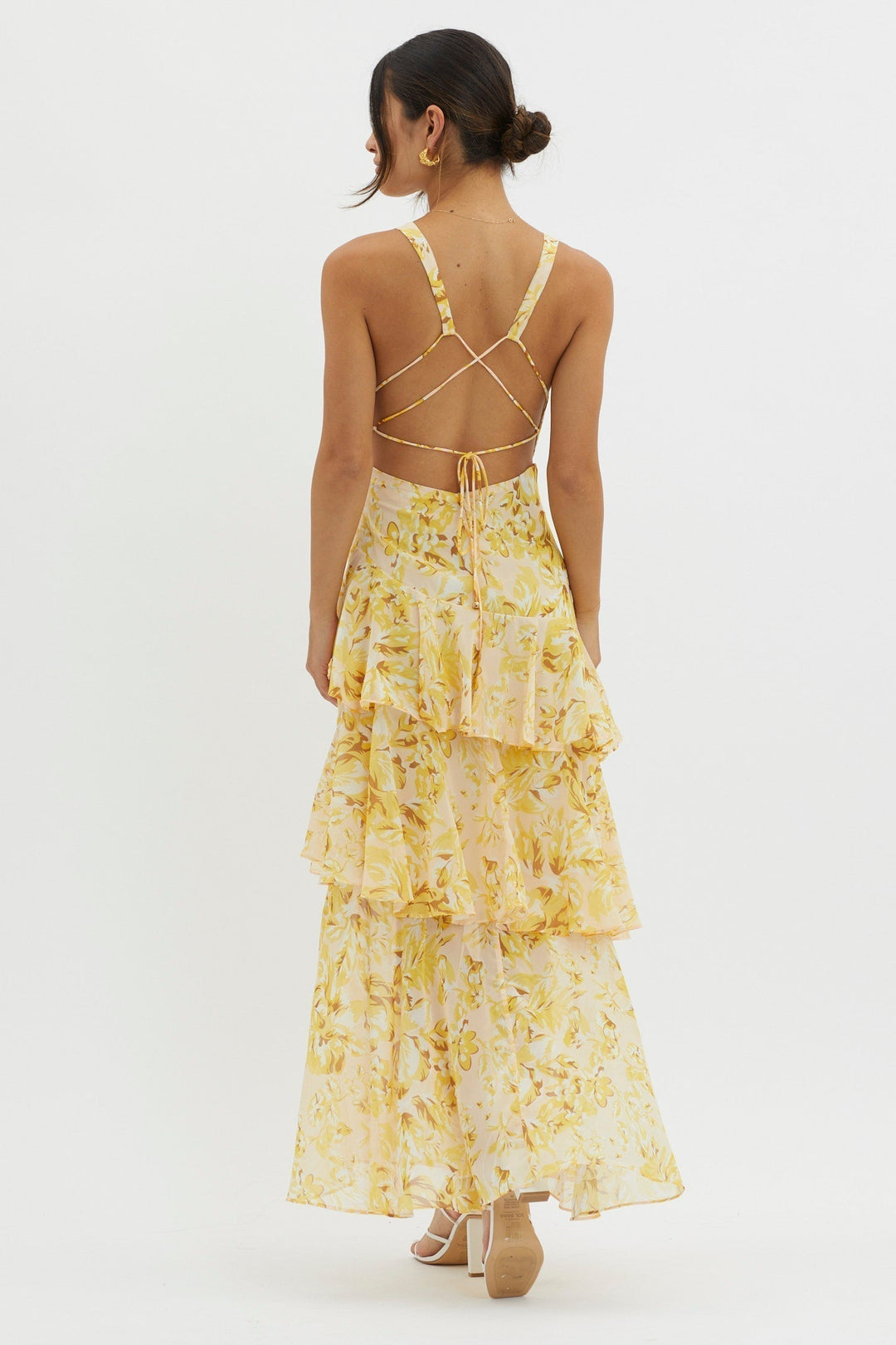 LISA | Vestido Maxi con Volantes Florales
