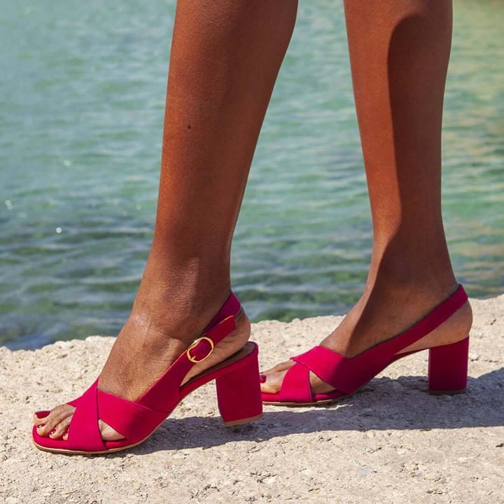 Sandalias Céliane azul celeste con tacón ancho